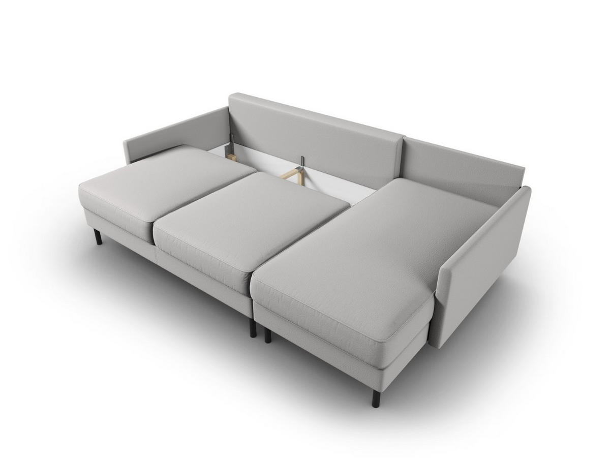 AUSKLAPPBARES-ECKSOFA rechts mit Container Scott aus strukturiertem Stoff hellgrau 5 Sitzplätze - Hellgrau, Textil (142/212cm) - Micadoni