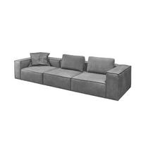 SOFA CARMO Grau Leder - Schwarz/Grau, Leder/Kunststoff (366/68/118cm) - KAWOLA