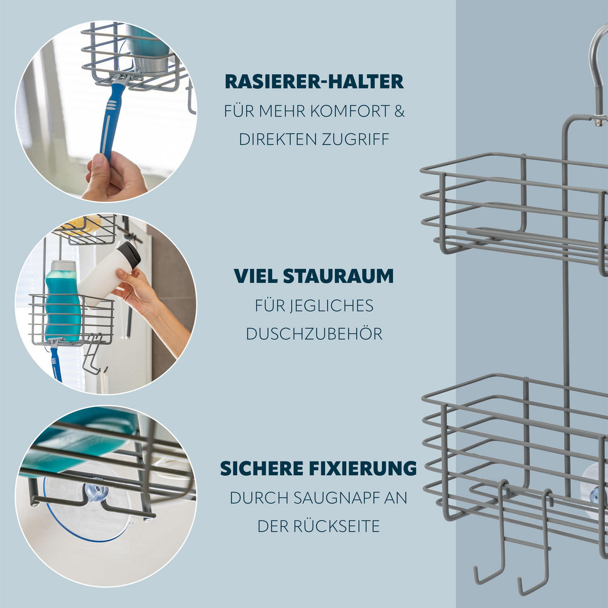 DUSCHREGAL, grau - Grau, Metall (23/42/10.5cm) - bremermann