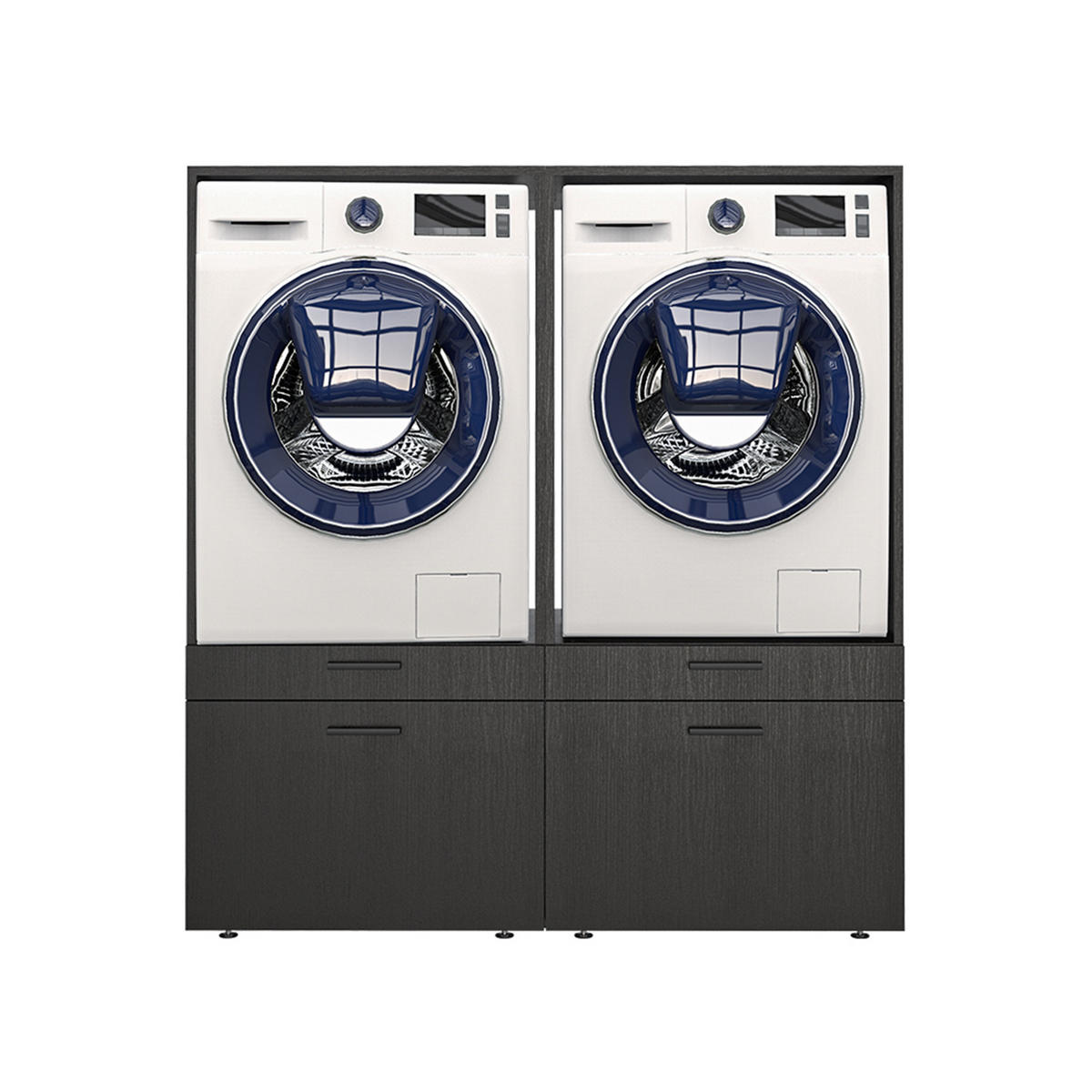 WASCHMASCHINENSCHRANK Serie 2 134cm Breit, 145cm Hoch - Schwarz, Holzwerkstoff (134/145/67cm)