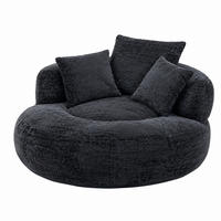 SITZSACK mit Armlehnen 108 x 108 x 52 cm Chenille Black - Schwarz, Kunststoff (108/52/108cm) - Beauniv