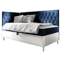BOXBETT Filip Junior 3, Seite zum Öffnen des Bettkastens: Links - Blau/Weiß, Holz (80/200cm) - MIRJAN24