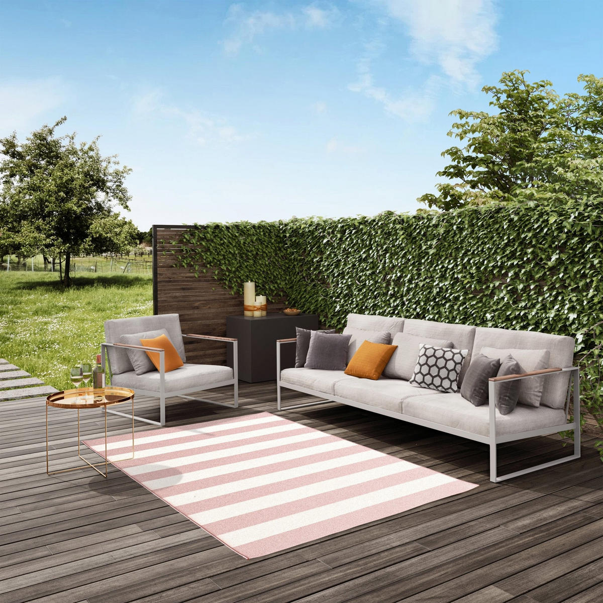 TEPPICH innen außen Rosa rosa - Pink, Textil (120/170cm) - AFK Living