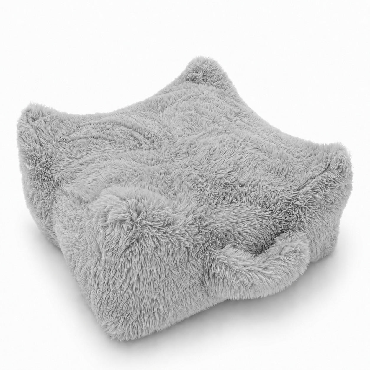 KINDERPOUF Mammoth rund flauschig - Hellgrau, Textil (60/35/60cm) - MeowBaby