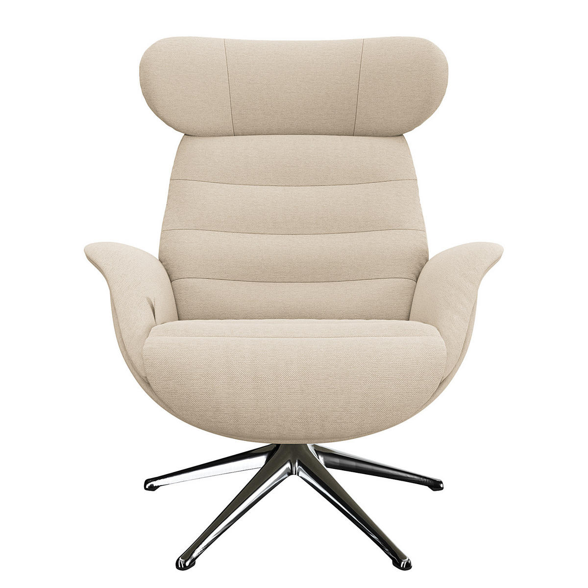 RELAXSESSEL - Chromfarben/Beige, Textil/Metall (90/107/90cm) - home24