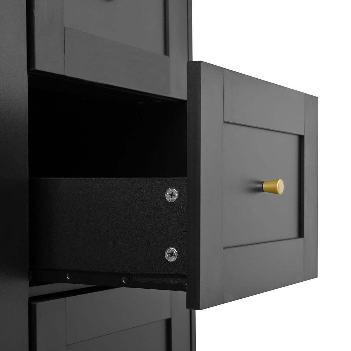 HIGHBOARD in Schwarz Barschrank mit Weinglashaltern und Schubladen für Esszimmer und Küche, B120/T40/H184 cm - Schwarz/Naturfarben, Glas/Holz (120/184/40cm) - STILVORA