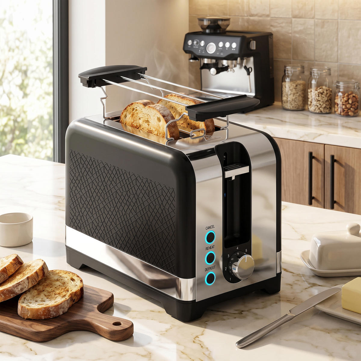 TOASTER Kunststoff Schwarz - Schwarz, Kunststoff (15.6/18.9/26.4cm) - HOMCOM