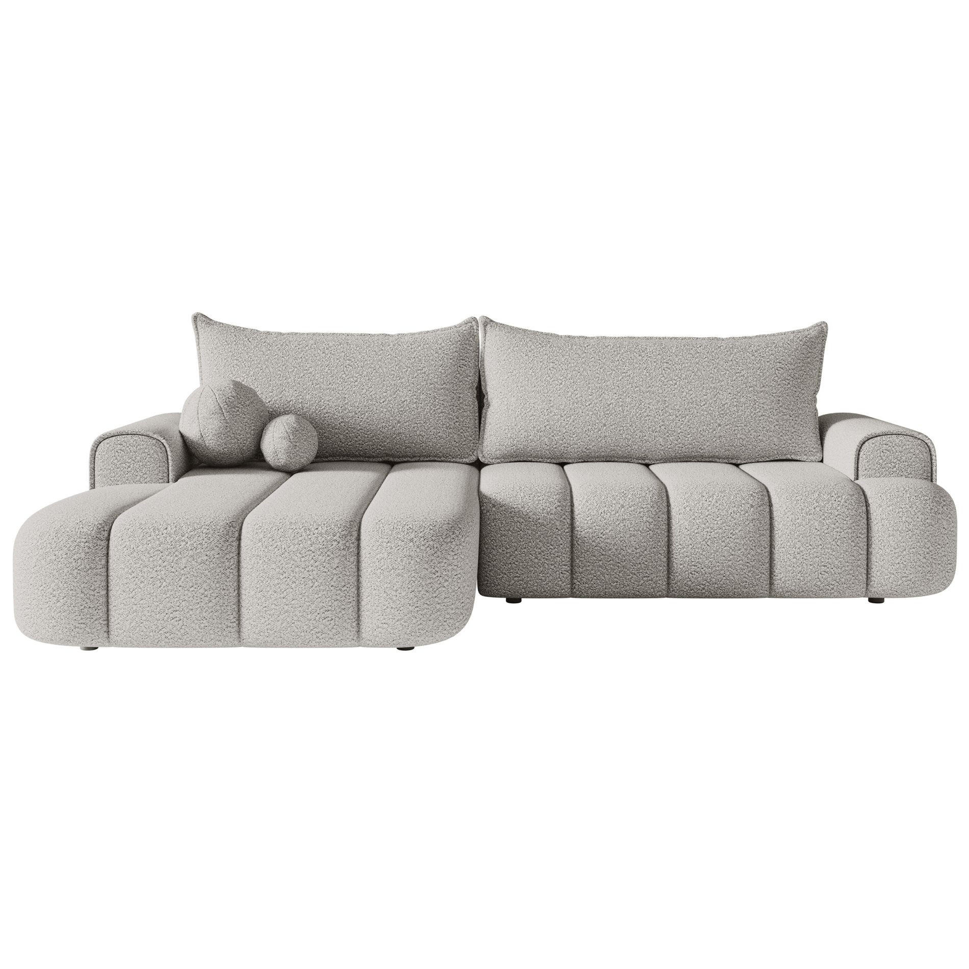 ECKSOFA Dandelino Hellgrau mit Bouclé-Bezug, links - Hellgrau/Schwarz, Kunststoff/Textil (275/168cm) - Selsey