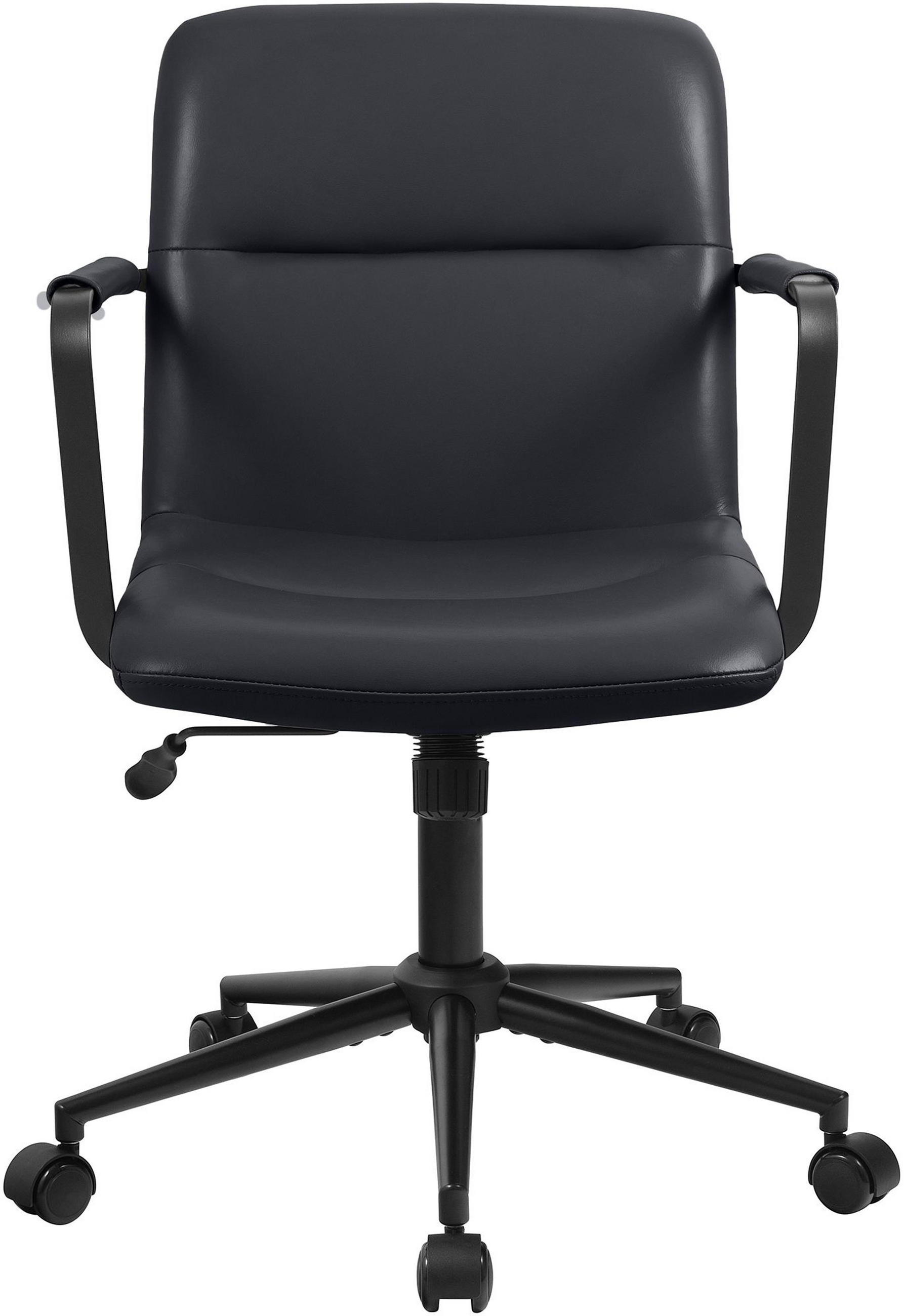 BÜROSTUHL Helix Echtleder schwarz - Schwarz, Leder/Metall (58/98/62cm) - TPFLiving