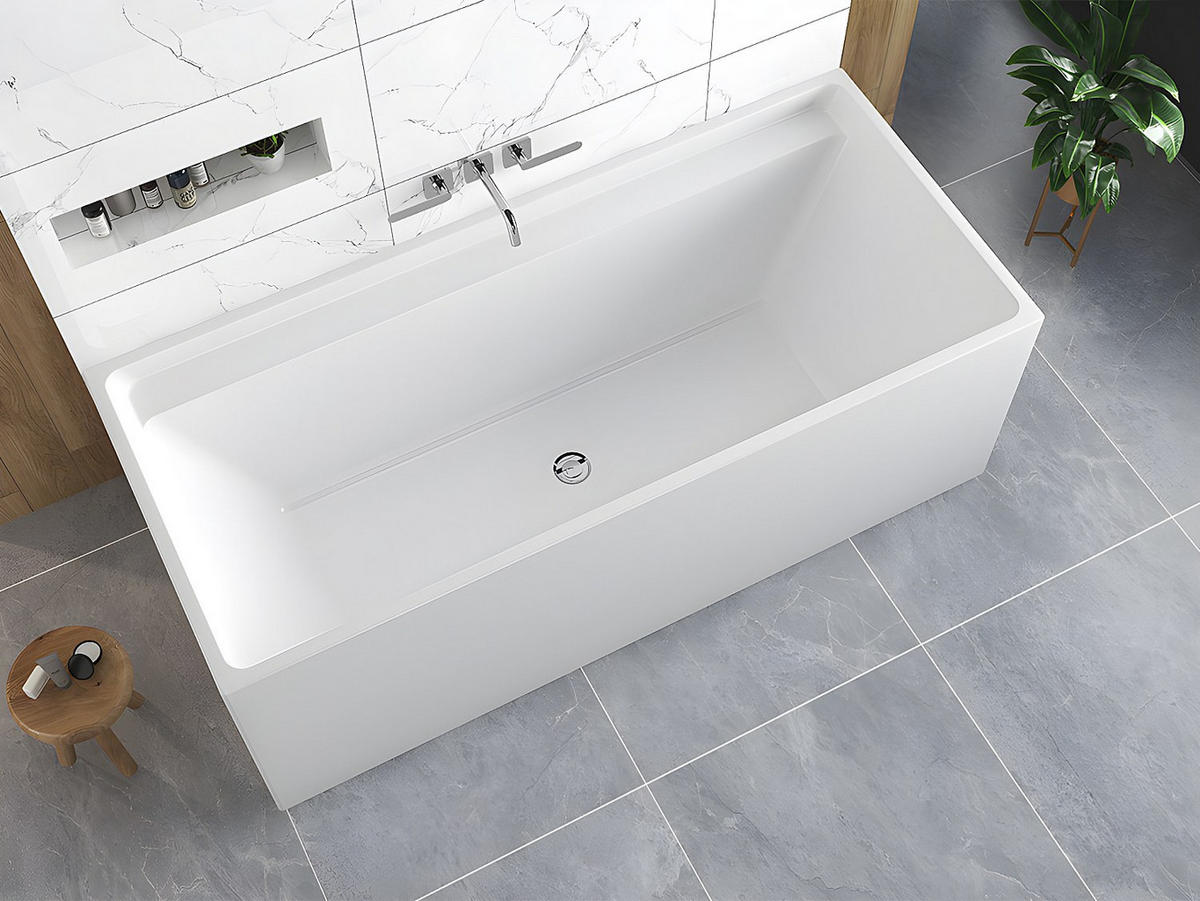 FREISTEHENDE Badewanne - 1 Person - acryl - weiß Aspius - Weiß, Kunststoff (170/60/75cm) - Vente-Unique