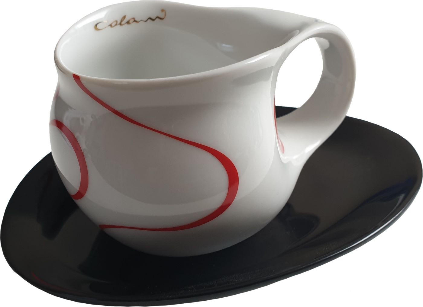 Luigi Colani Porzellan Espressotasse Gold, Mehrfarbig, Rot