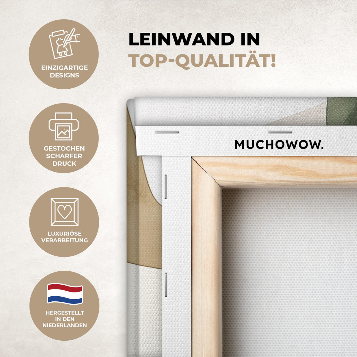 LEINWANDBILD Japandi - Abstrakt - Grün 20x20 cm - Salbeigrün, Textil (20/20cm) - MuchoWow