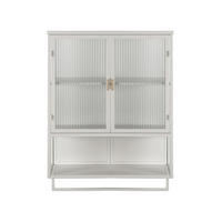 KÜCHENOBERSCHRANK 60x23x78 cm Weiß aus Glas & Metall mit geriffeltem Glas & offenen Ablagen - Weiß, Glas (60/78/23cm) - Modfu