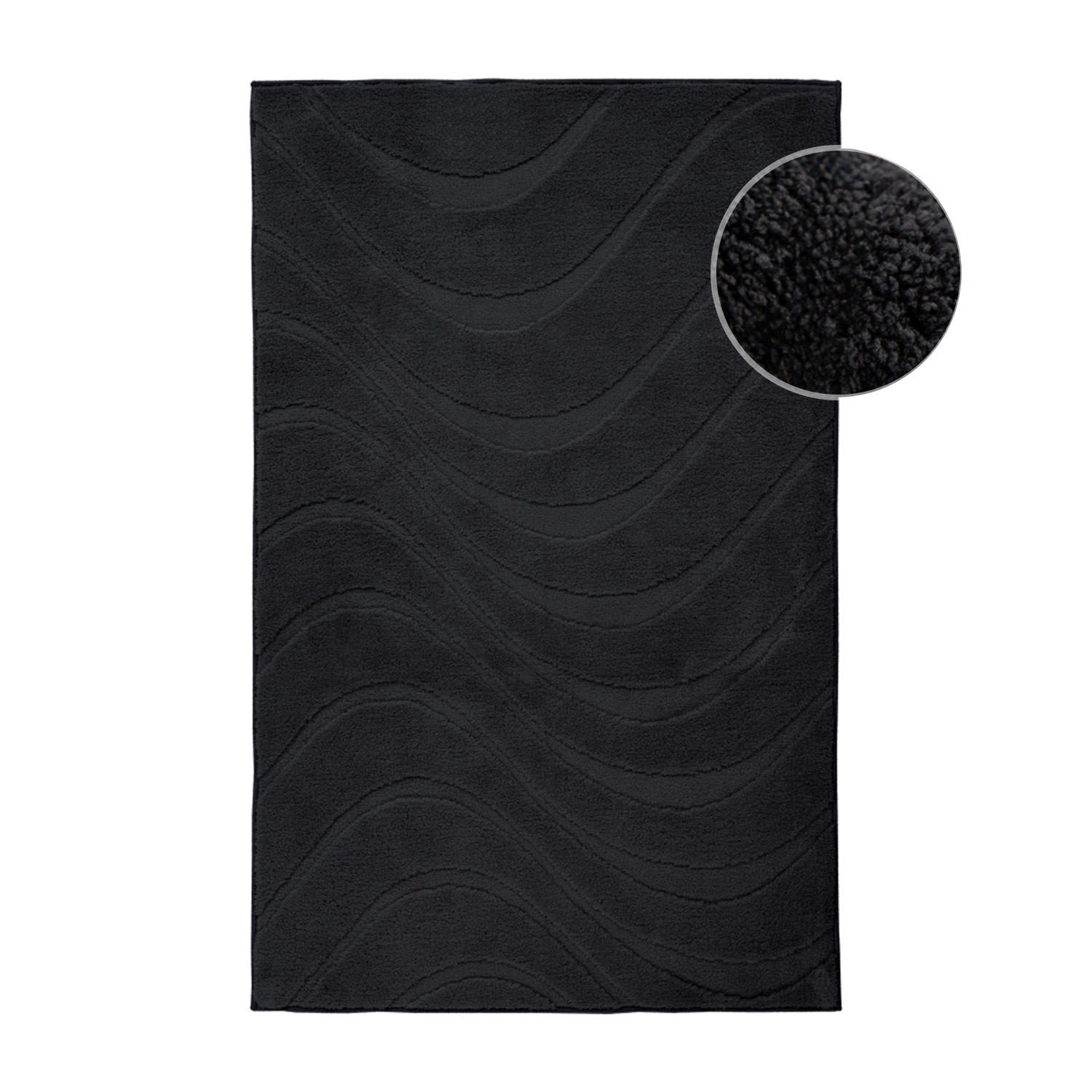 BADTEPPICH Waschbar Bath Waves 400 Schwarz 40x60 cm - Schwarz, Textil (40/60cm) - carpet city