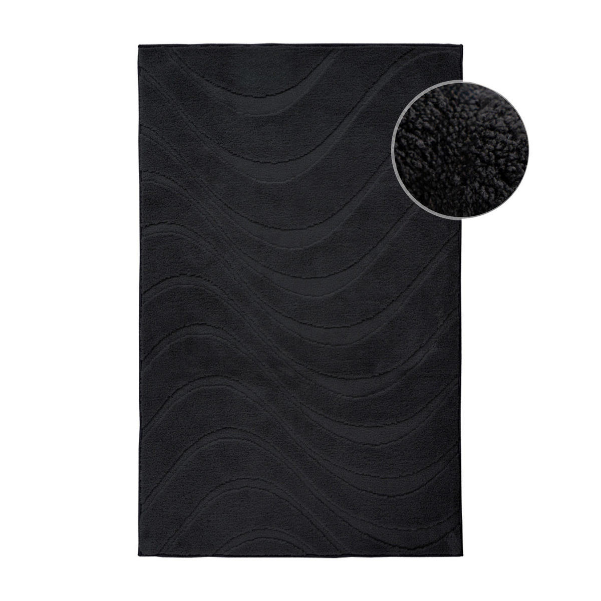 BADTEPPICH Waschbar Bath Waves 400 Schwarz 40x60 cm - Schwarz, Textil (40/60cm) - carpet city