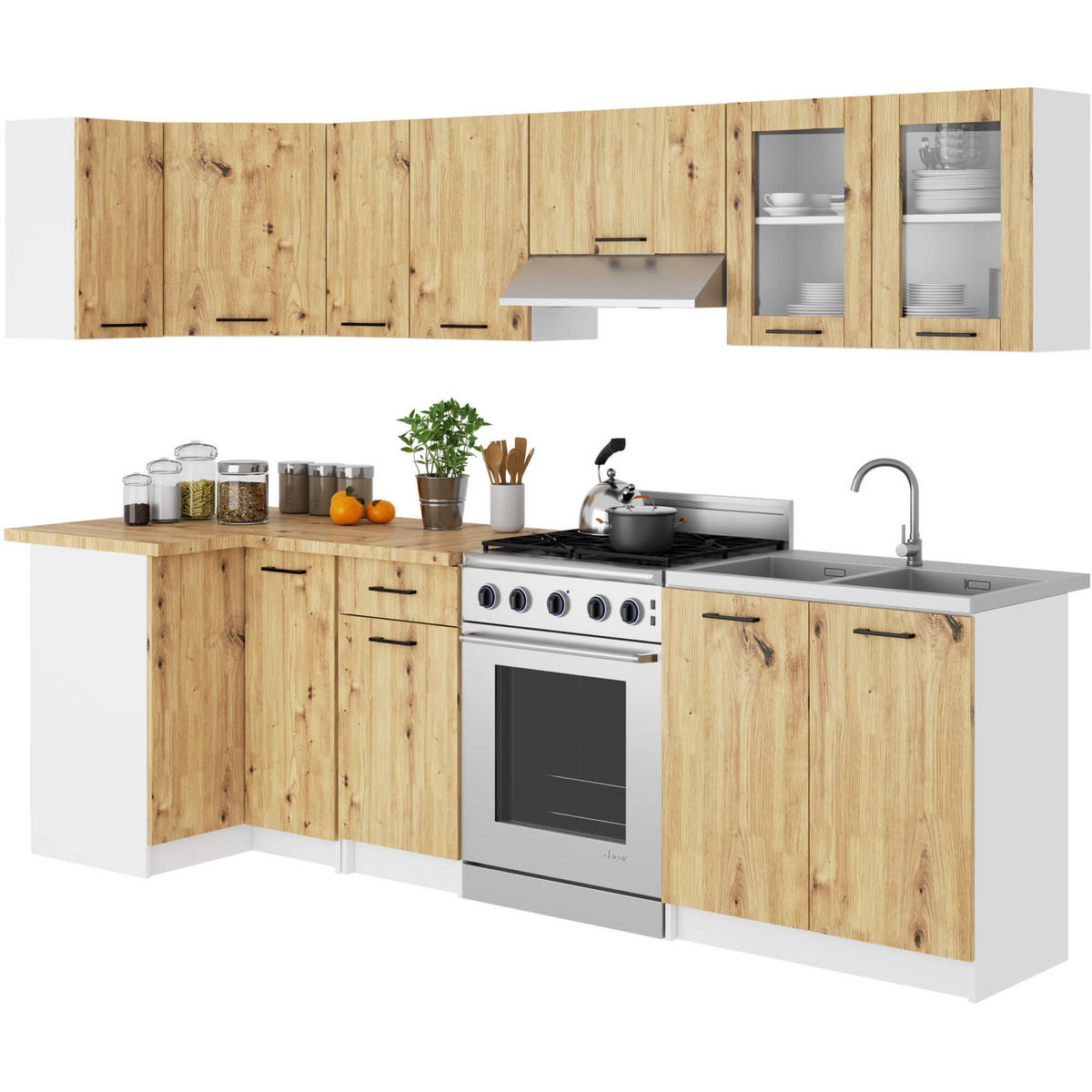 HÄNGESCHRANK Weiß, Eiche Artisan 58/80/30,5 - Weiß/Eiche Artisan, Holzwerkstoff (80/58/30cm) - RAUMHIRSCH FURNITURE