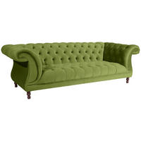 CHESTERFIELD Sofa 3-Sitzer Kaylin Samtvelours oliv - Olivgrün, Kunststoff (253/80/100cm) - 58aufmkessel
