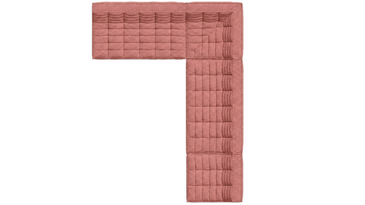 ROHOVÁ SEDAČKA modulární ve tvaru L, plyšová tkanina Pop, Růžová, Pravá strana, LAZY L - růžová, dřevo (333/253cm) - Kaiser Möbel