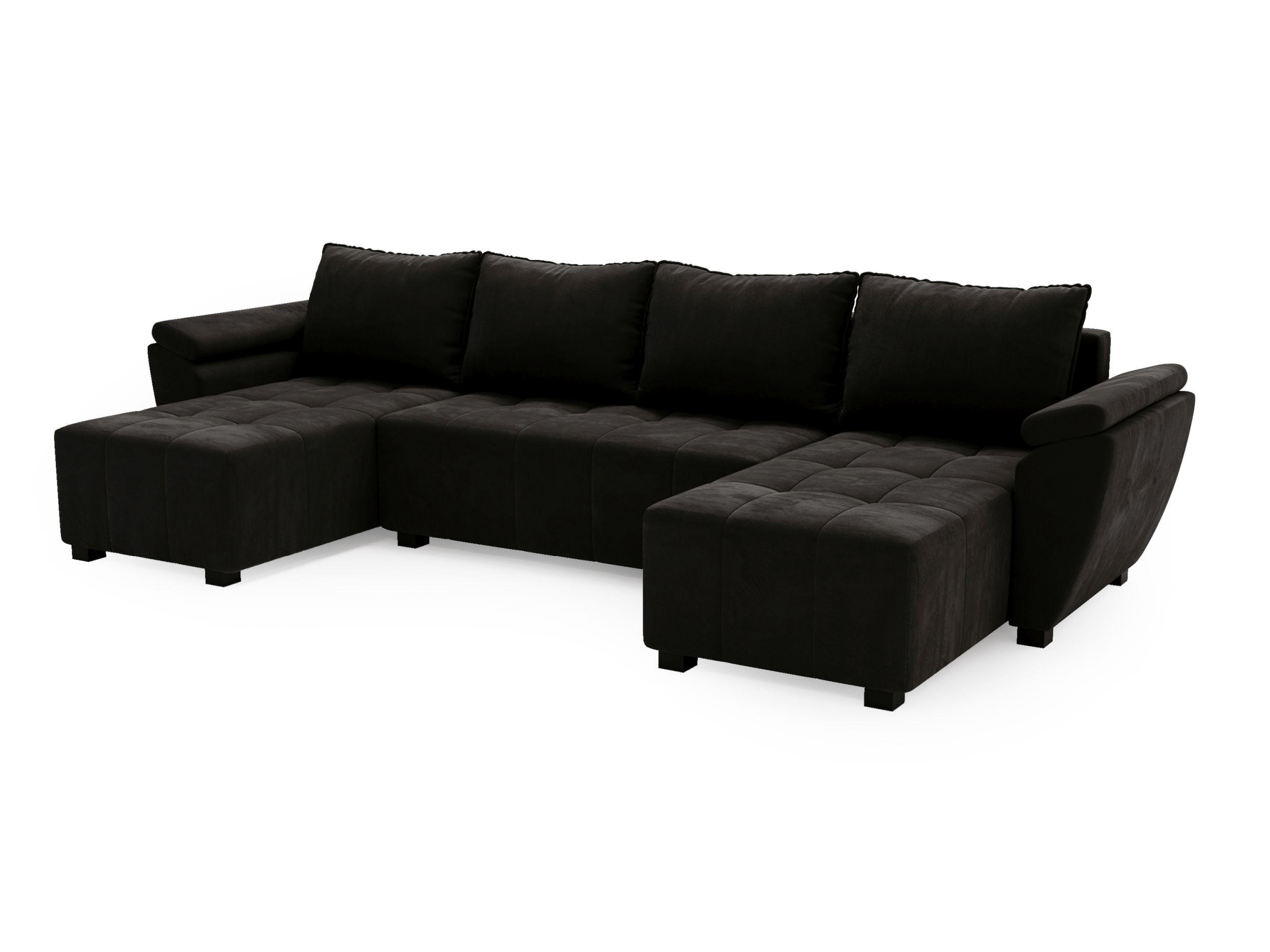 ECKSOFA ZEUS U Monolith 97 mit Schlaffunktion - Schwarz, Textil (305/88/140cm) - Bedante