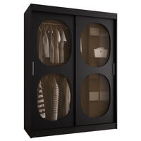 SCHWEBETÜRENSCHRANK 200/150/62 2-türig - Schwarz, Holz (150/200/62cm) - Abiks Möbel