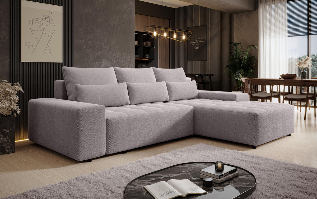 ECKSOFA L Form Alvorada Beige 280/184/88 cm – modernes Sofa fürs Wohnzimmer - Beige/Schwarz, Kunststoff/Textil (280/184cm) - AX Living