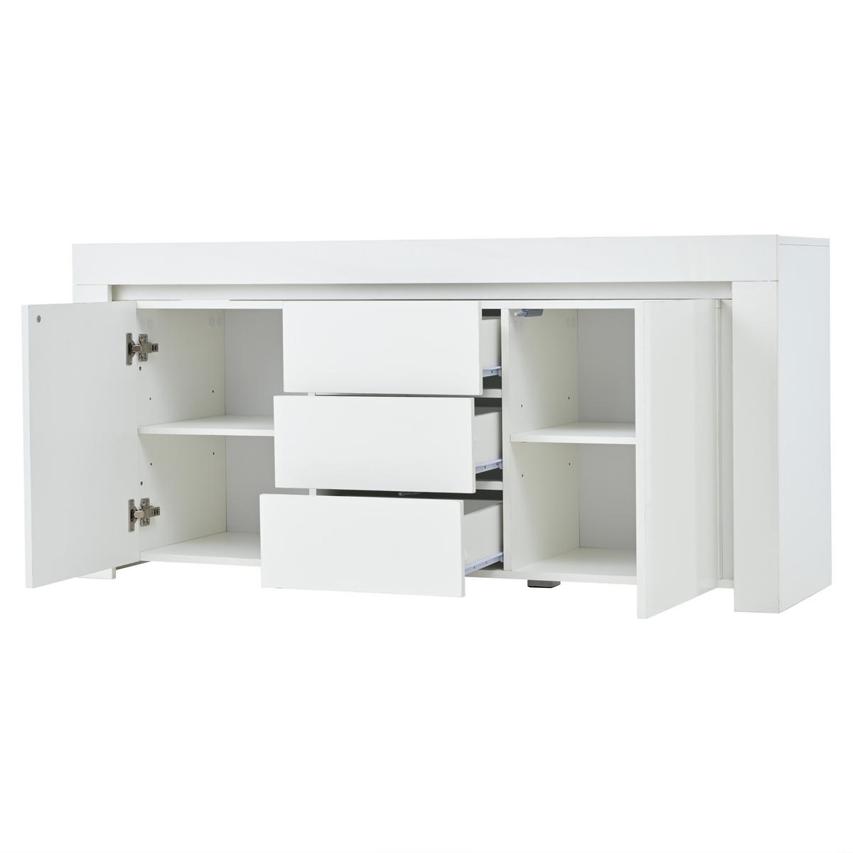 SIDEBOARD DE-37793 mit LED-Beleuchtung und 2 Türen Weiß - Weiß, Holzwerkstoff (140/65/40cm) - ComfortXL