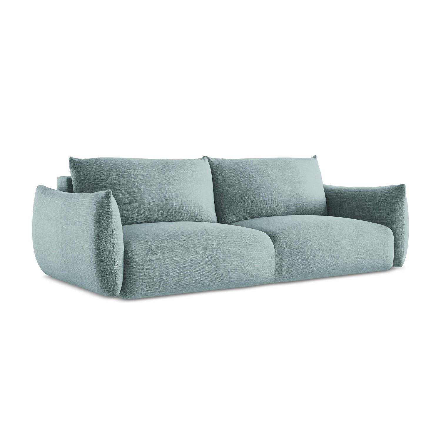 3-SITZER SOFA mit Schlaffunktion Strukturstoff Blau - Pastellblau/Schwarz, Holzwerkstoff/Kunststoff (230/90/105cm) - LaMiaSofa