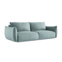 3-SITZER SOFA mit Schlaffunktion Strukturstoff Blau - Pastellblau/Schwarz, Holzwerkstoff/Kunststoff (230/90/105cm) - LaMiaSofa
