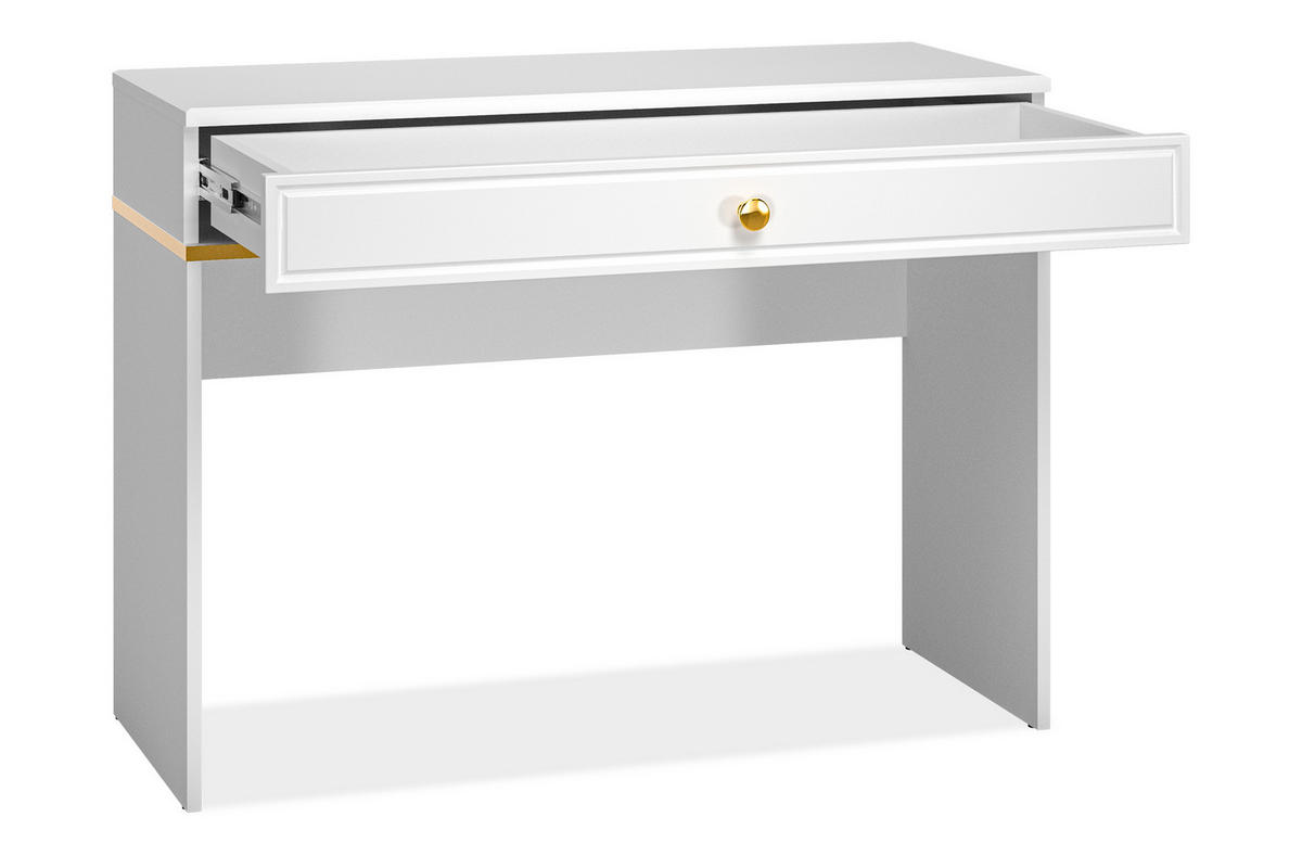 SCHMINKTISCH ISORIA mit Schublade, Glas Weiß - Weiß, Holz/Metall (40/100/79cm) - KONSIMO®