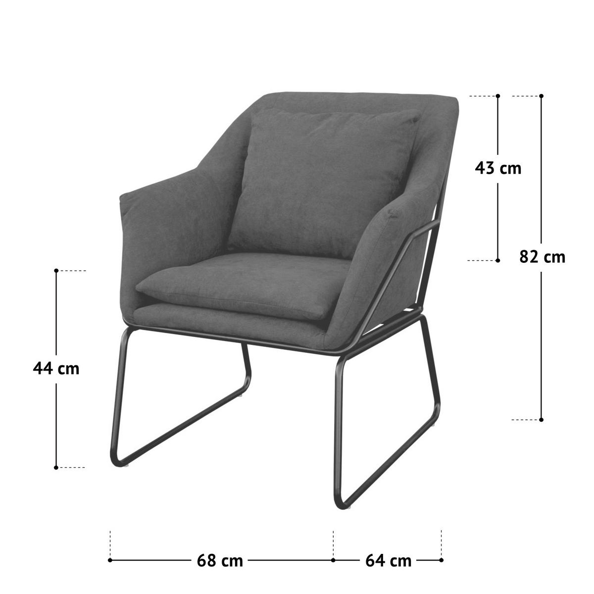 LOUNGESESSEL JOSIE Samtbezug Blau - Blau/Schwarz, Textil/Metall (68/82/64cm) - SVITA