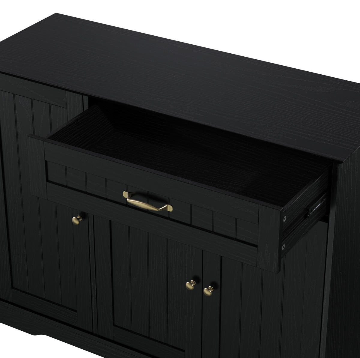 SIDEBOARD mit 3 Türen und Schublade MDF Black - Schwarz, Holzwerkstoff (107/83.4/40cm) - Meubliv