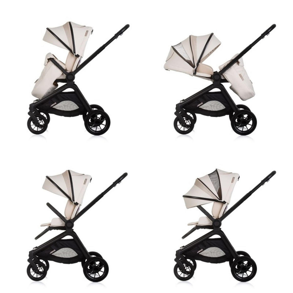 KOMBIKINDERWAGEN Magnum 3 in 1 creme Babywanne Sportsitz i-Size Babyschale - Beige, Metall (96/59/104cm) - Chipolino
