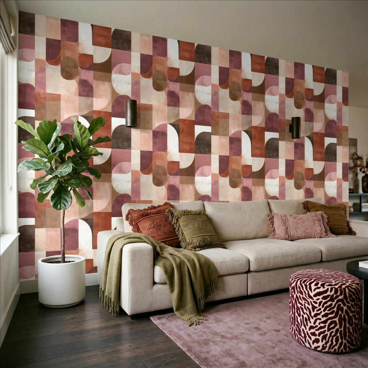 TAPETE - Geometrie - Modern - Retro - 400x220 cm - Multicolor, Papier (400/220cm) - OnlyWow