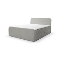BOXBETT LAMBI mit 2 Bettkästen, 140x200, Farbe: Grau, Bouclé-Stoff, mit Bonell-Matratze inkl. Topper - Grau, Holz/Kunststoff (140/200cm) - VENASI MÖBEL