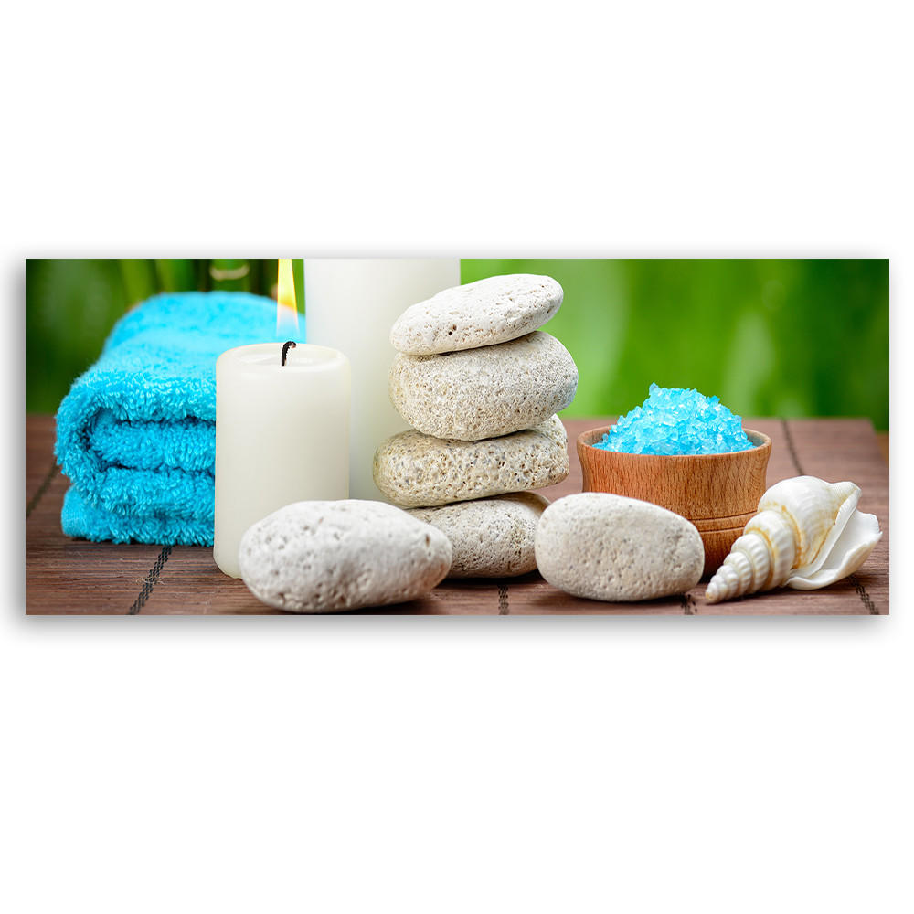 WANDBILD zen spa bambus - Blau, Textil (90/30cm) - Feeby