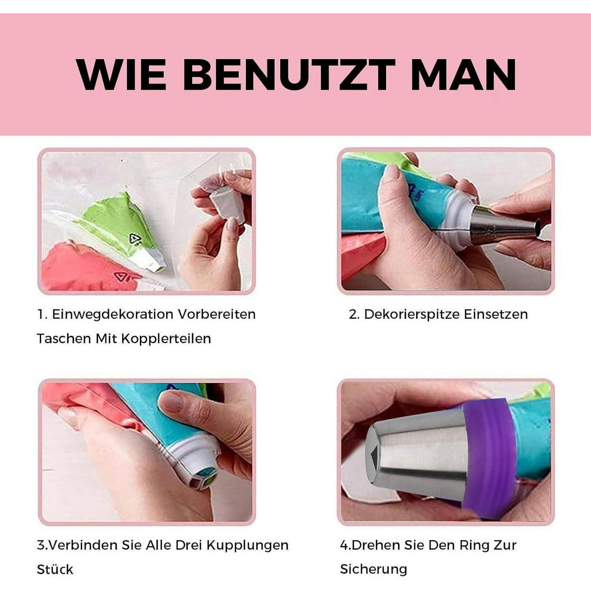 SPRITZBEUTEL Set 32-teilig Edelstahl mit Silikon Spritzbeutel - Multicolor, Metall (3.7/4.2/4.2cm)