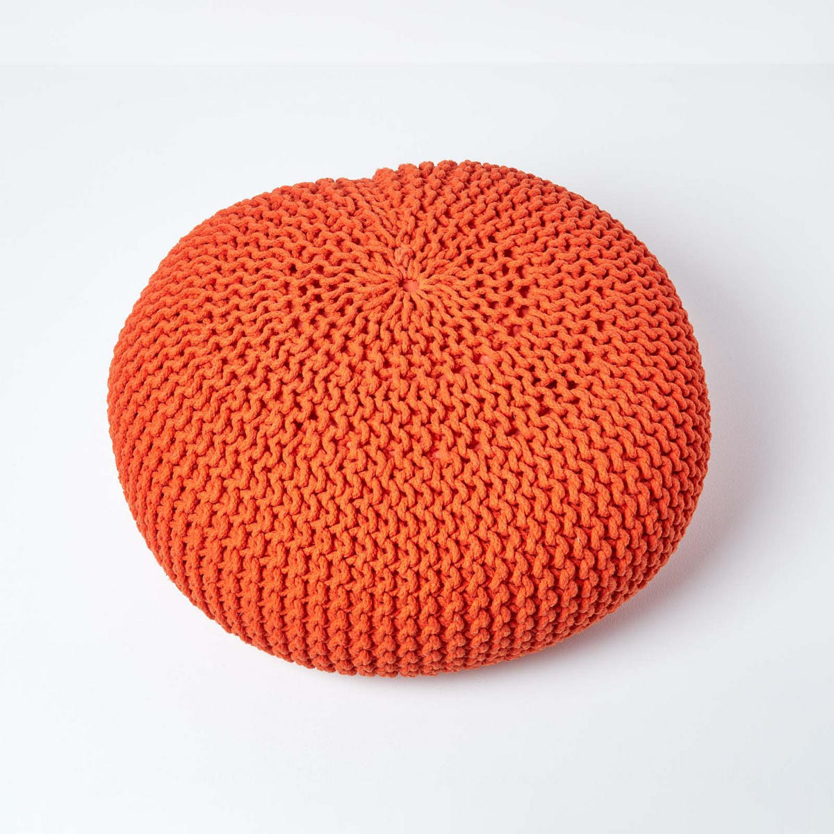 STRICK-POUF orange, Bodenkissen rund 70/70/23 cm - Orange, Textil (70/23/70cm) - Homescapes