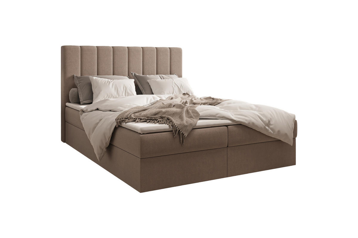 BETT - Boxspringbett 180x200 - 01 Trinity 5 - Cappuccino - Hellbraun, Holzwerkstoff/Textil (180/200cm) - Möblo