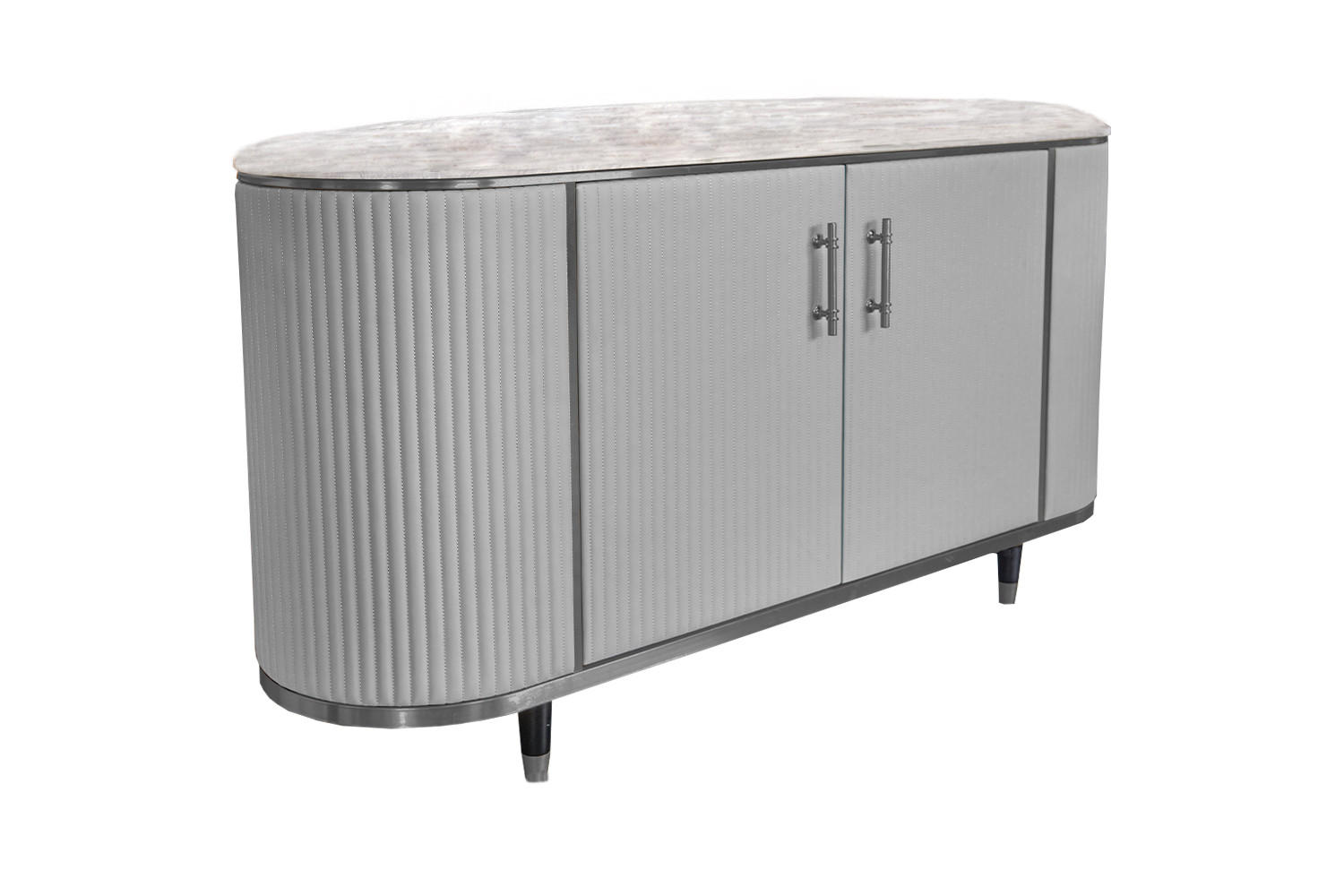 SIDEBOARD MARIA Grau Kunstleder - Schwarz/Grau, Kunststoff/Metall (150/76/40cm) - KAWOLA