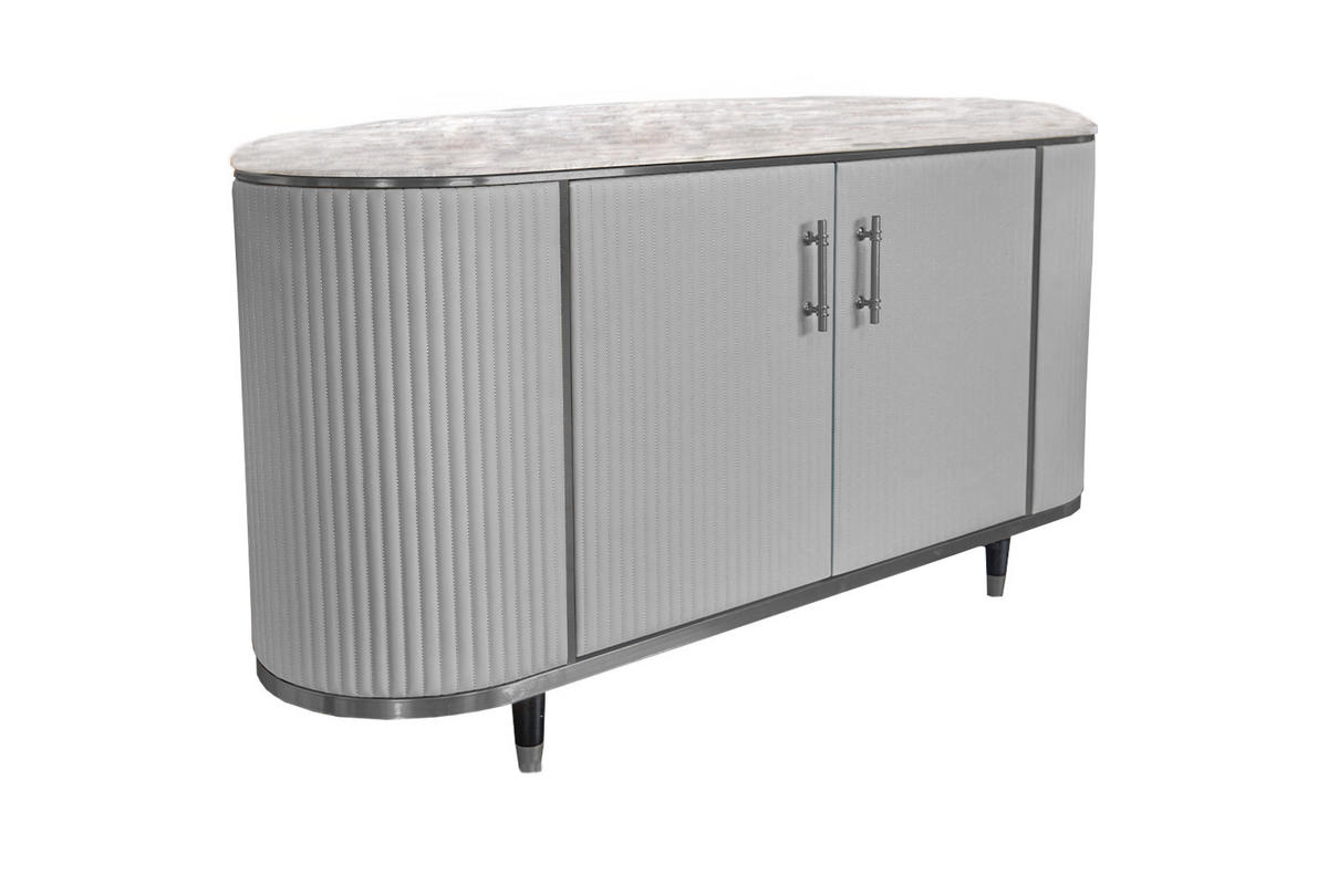 SIDEBOARD MARIA Grau Kunstleder - Schwarz/Grau, Kunststoff/Metall (150/76/40cm) - KAWOLA