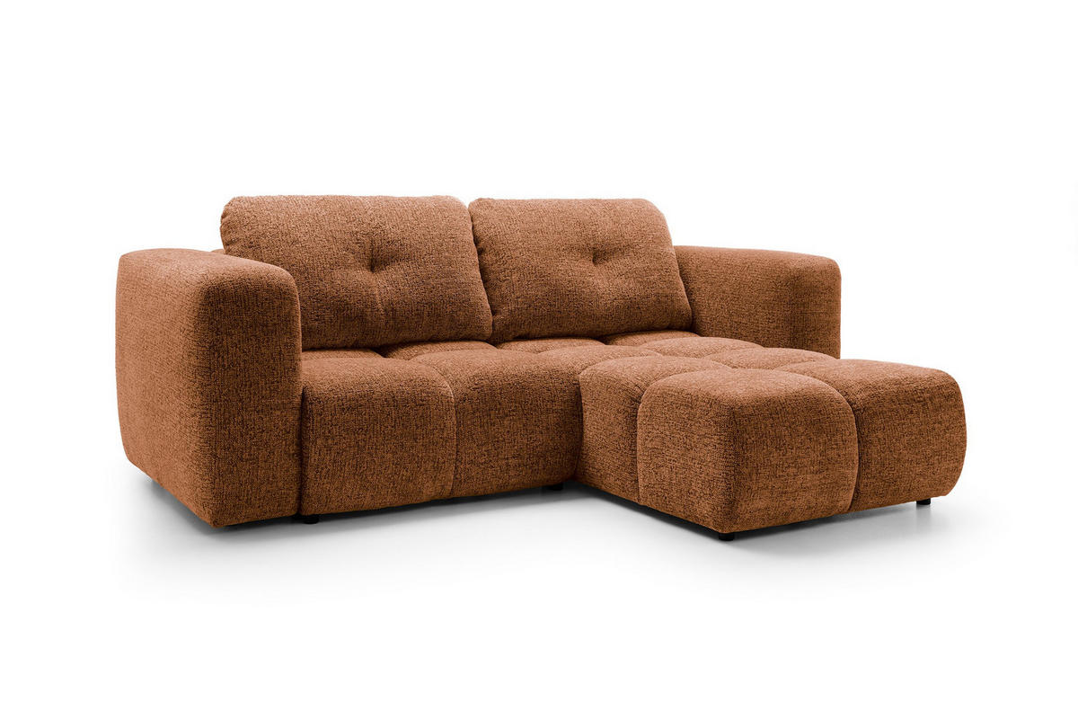 ECKSOFA ARTE 01 Orange Chenille mit Schlaffunktion - Orange, Holz (245/177cm) - MASSENO