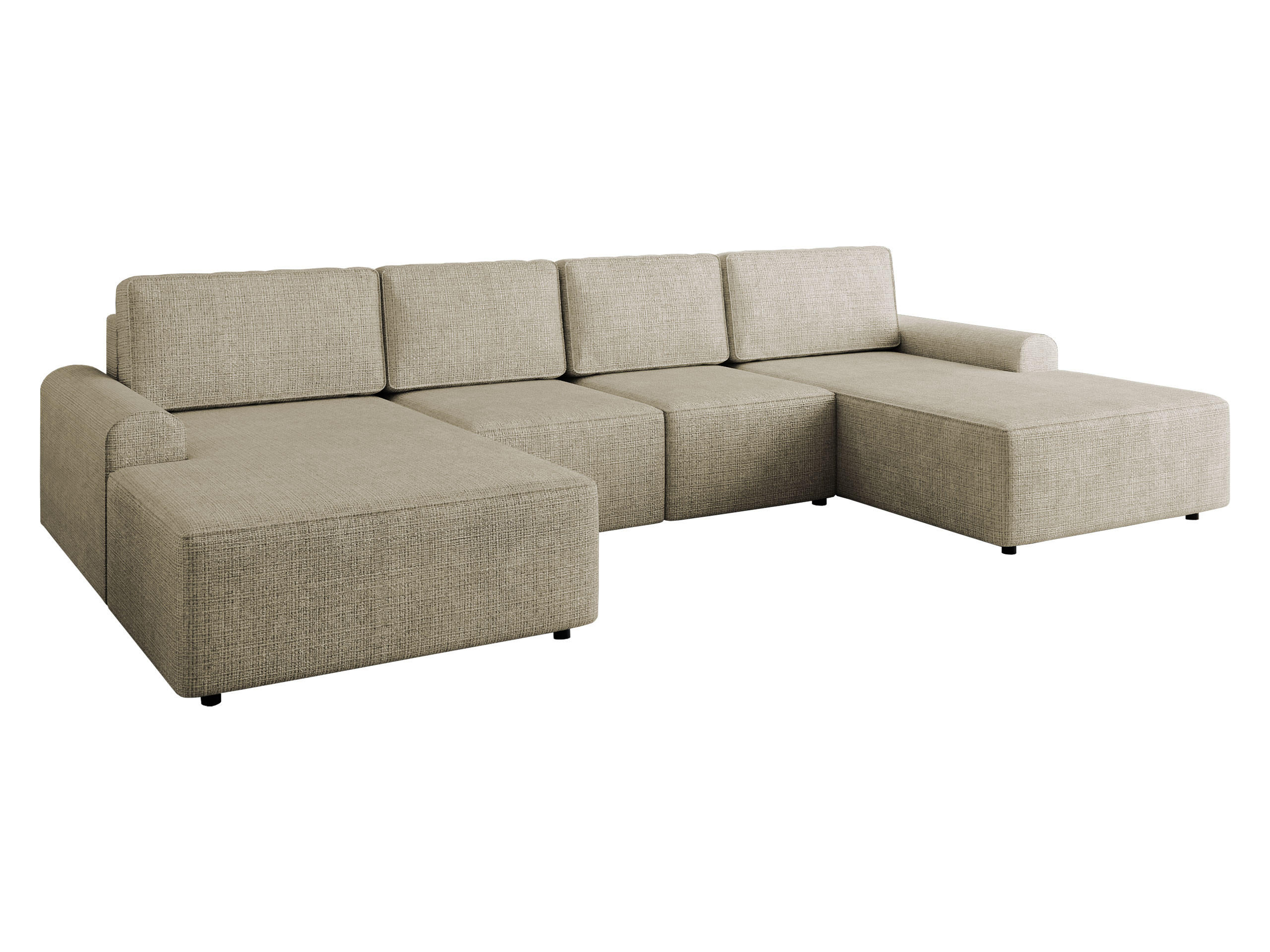 WOHNLANDSCHAFT Bella XL - Beige/Schwarz, Holz/Kunststoff (338/85/168cm) - MIRJAN24