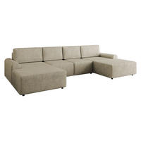 WOHNLANDSCHAFT Bella XL - Beige/Schwarz, Holz/Kunststoff (338/85/168cm) - MIRJAN24