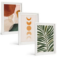 BILDER SET 3er Set - 40x60 cm Weißer Rahmen - Abstrakte Blattformen - Weiß, Kunststoff (40/60cm) - TULUP