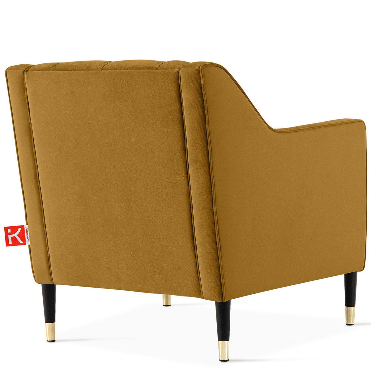 SESSEL NOMUS Velours, gesteppt, Gelb - Wengefarben/Gelb, Holz/Holzwerkstoff (77/78/80cm) - KONSIMO®
