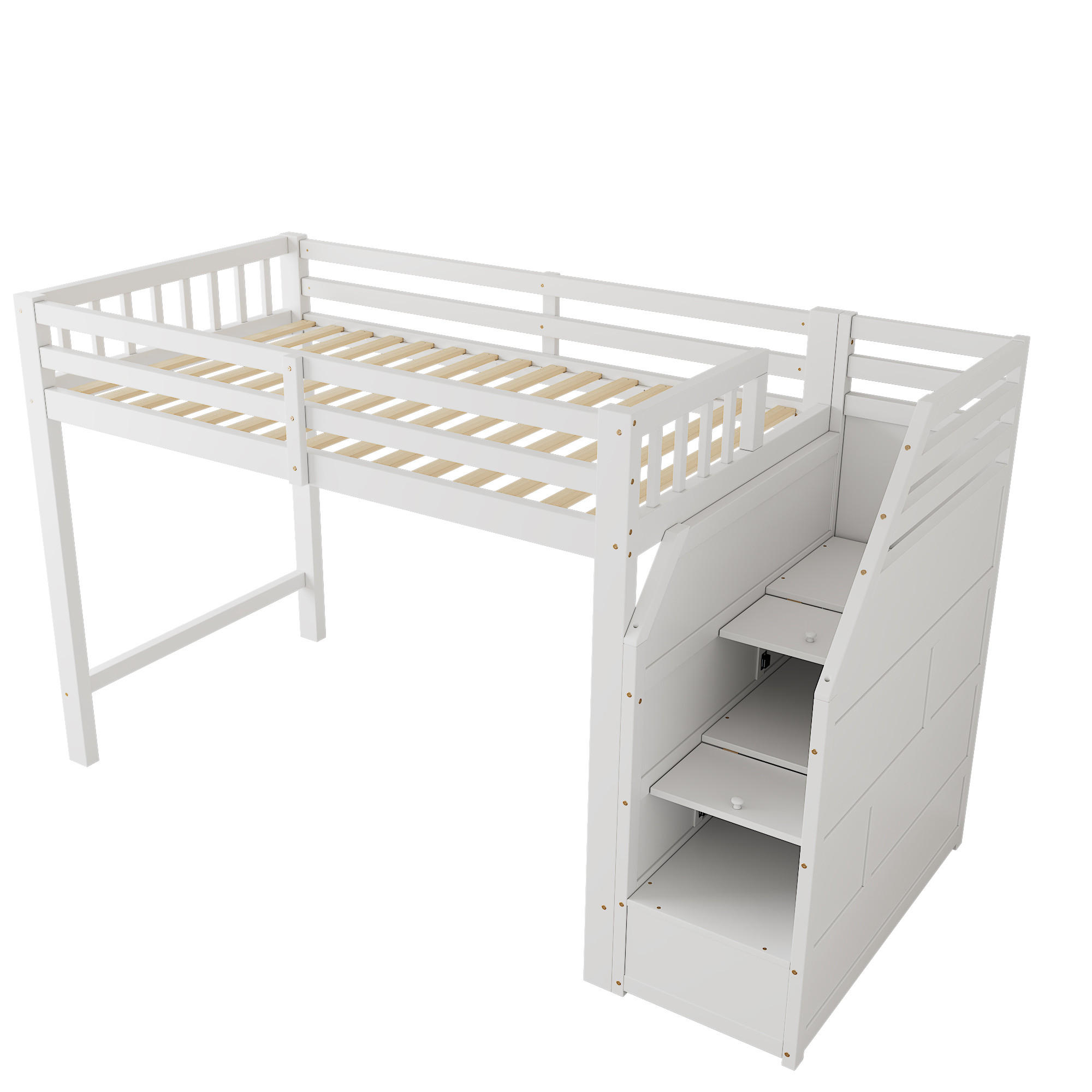 HOCHBETT 90/200 cm DE-04473, mit verstaubaren Stufen in Weiß - Weiß, Holz/Holzwerkstoff (90/200cm) - ComfortXL