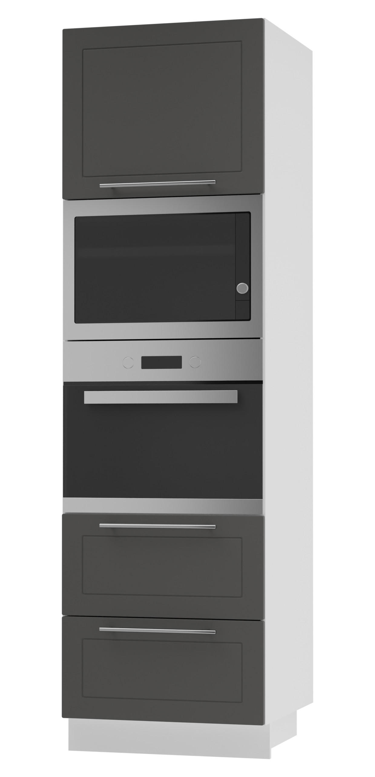 Feldmann-Wohnen Backofen-Hochschrank Graphit, Weiß 60x207x59 cm