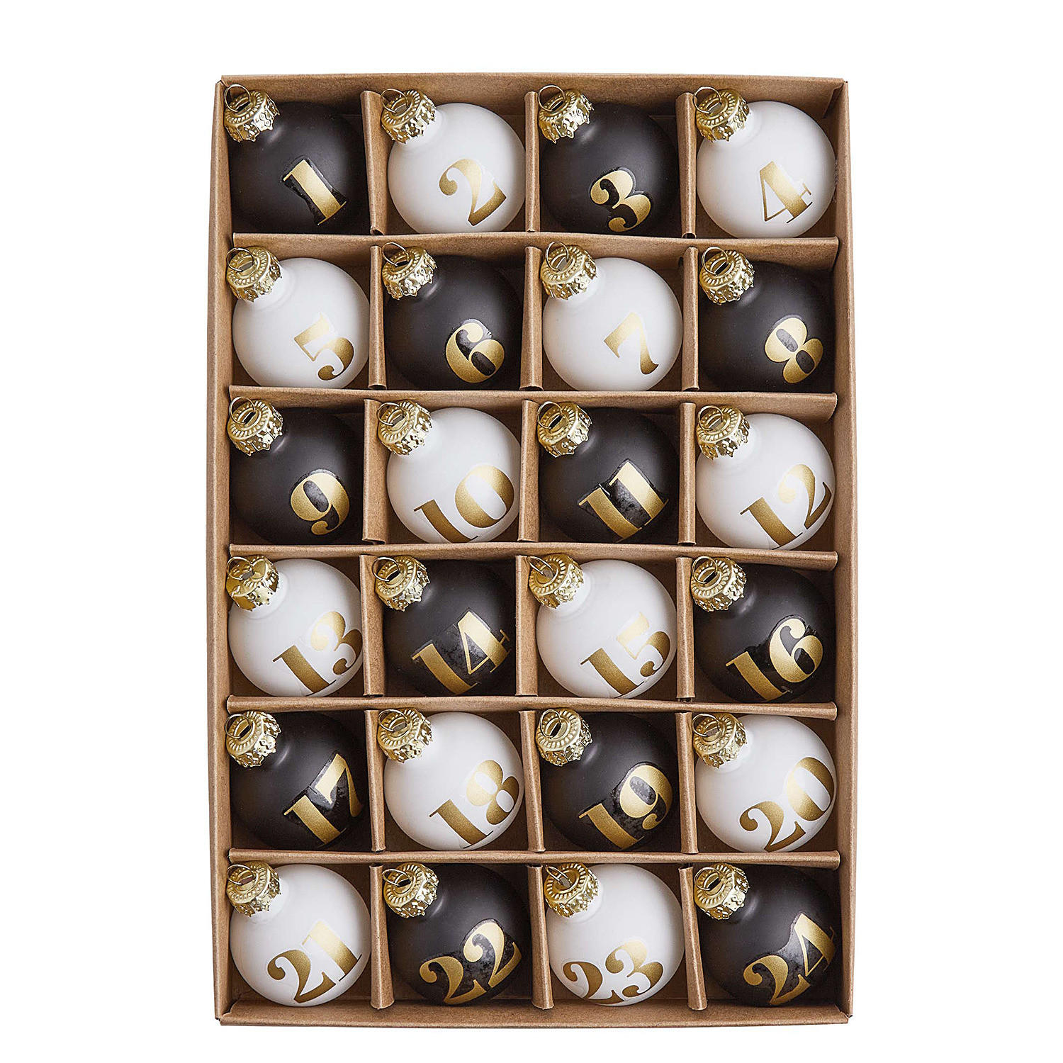 WEIHNACHTSKUGEL-SET (24-tlg.) Advent - Schwarz, Glas (16/3/24cm) - Butlers