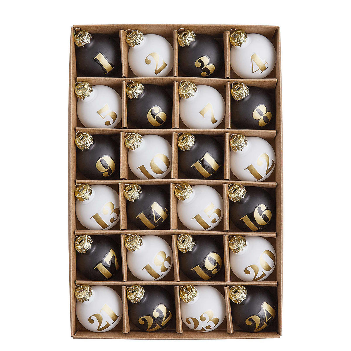 WEIHNACHTSKUGEL-SET (24-tlg.) Advent - Schwarz, Glas (16/3/24cm) - Butlers