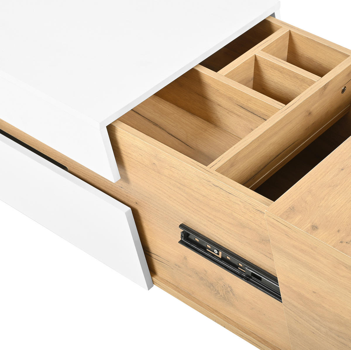 COUCHTISCH 120/50/37,5 cm in Farbblockstruktur mit Schubladen - Naturfarben, Holzwerkstoff (120/50/37.5cm) - OKWISH